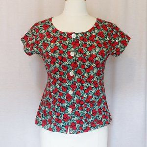 Esprit vintage Cap Sleeve button Front Top